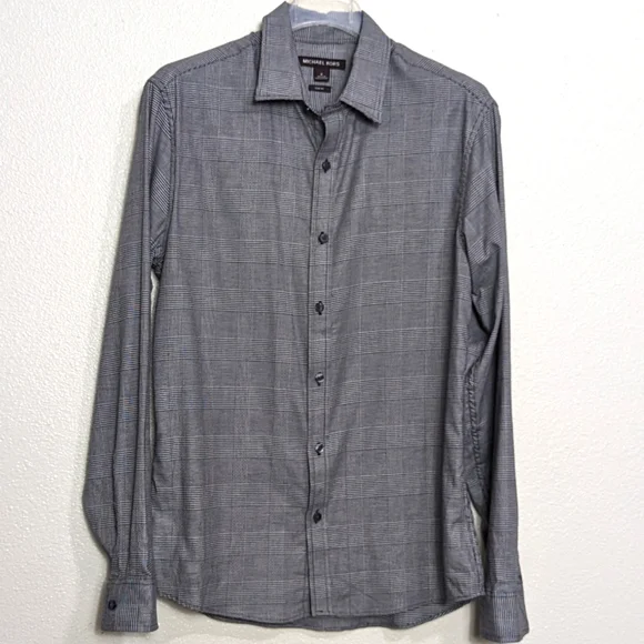 Michael Kors | Shirts | Michael Kors Mens M Slim Fit Shirt Button Front  Black White Business Casual | Poshmark